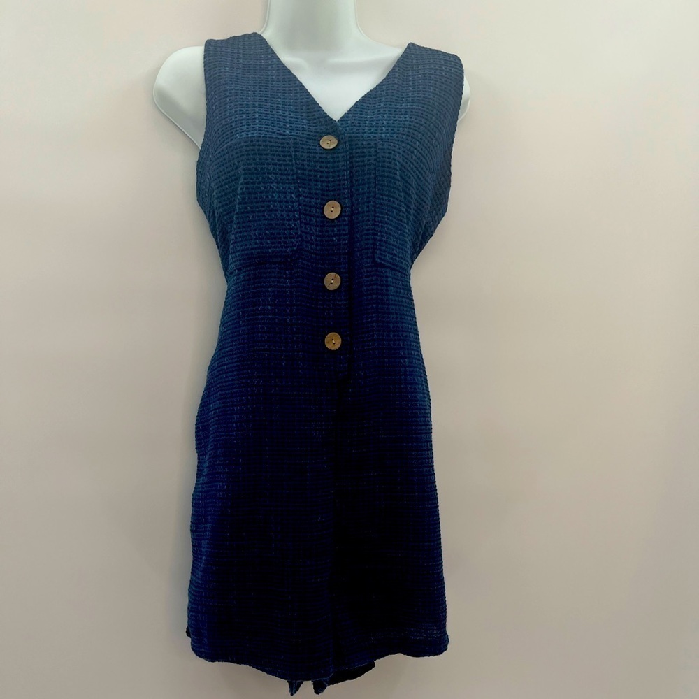 Women's Casual Tweed Sleeveless Button-Down Romper with Pockets NWOT - Picture 2 of 6